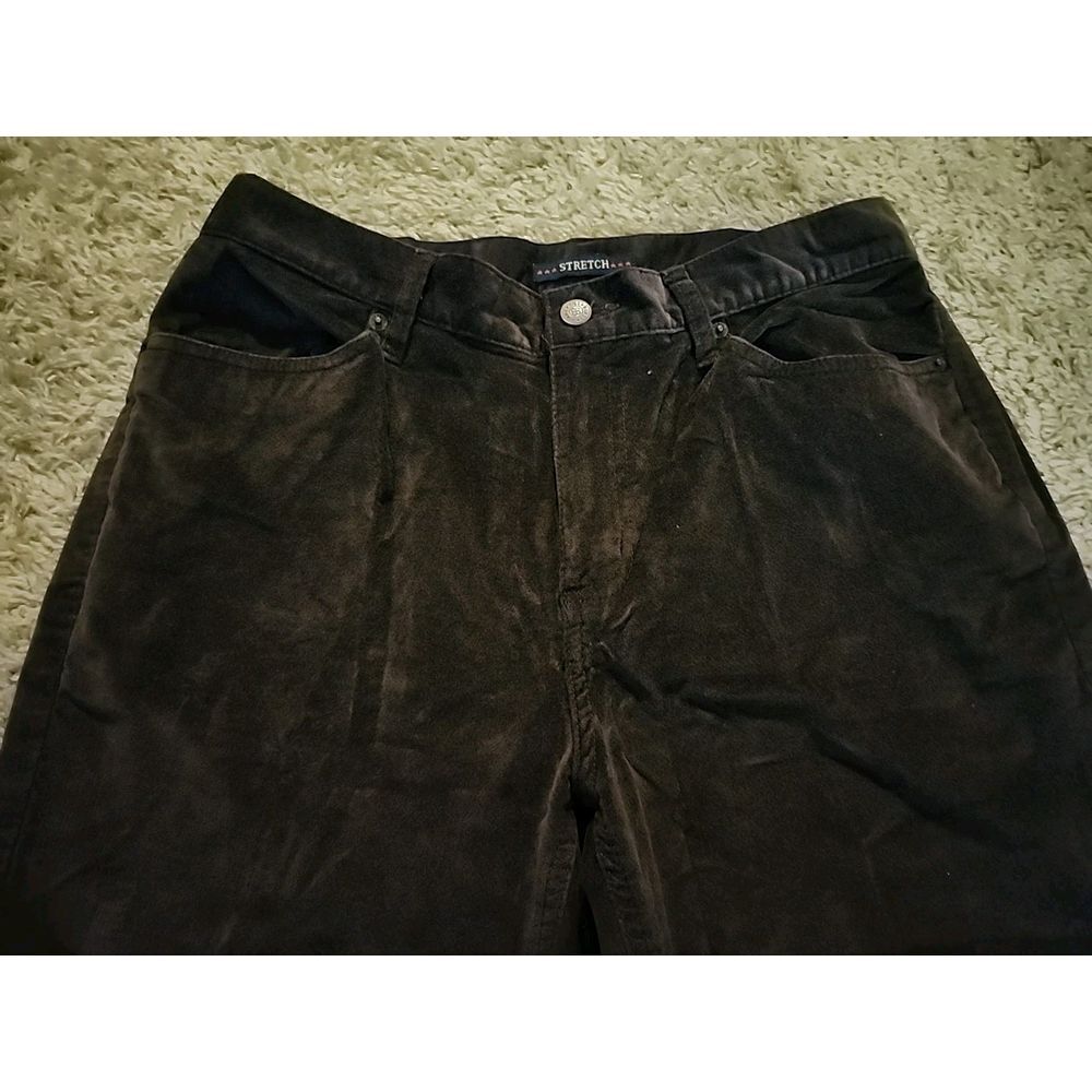 Bill Blass Jeans‎ Womens Size 10 Brown Velour Mid Rise Tapered Leg Easy Fit